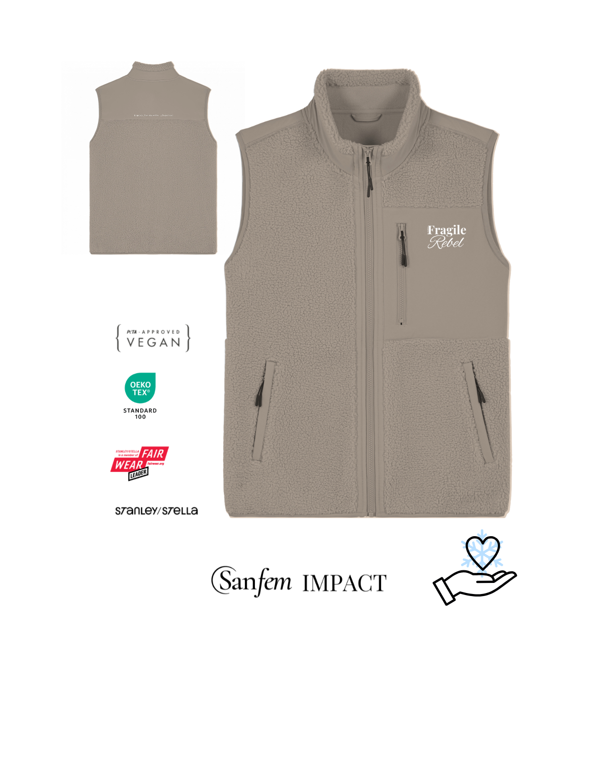 Fragile Rebel Winter Fleece|Gilet beige